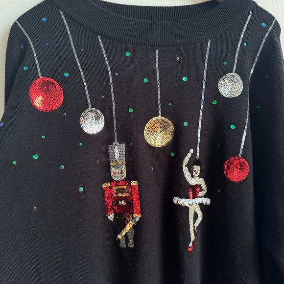 NWT TOPSHOP Black Sequin Nutcracker Christmas Jumper Not So Ugly Sweater - Picture 4 of 7